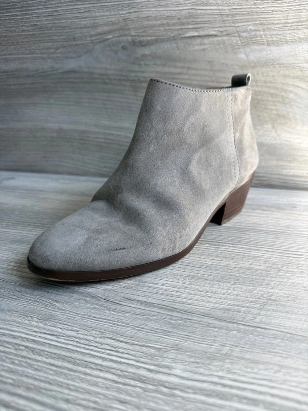 J.Crew Sawyer Women's leather Suede Ankle Bootie in Light Graphite Gray size 6.5